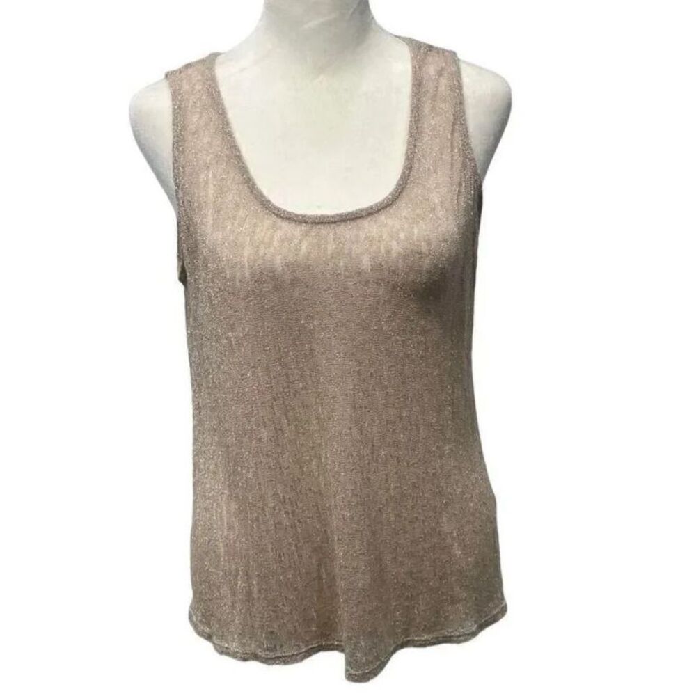 Buckle Sheer Metallic Gold Size Camisole Top Large
